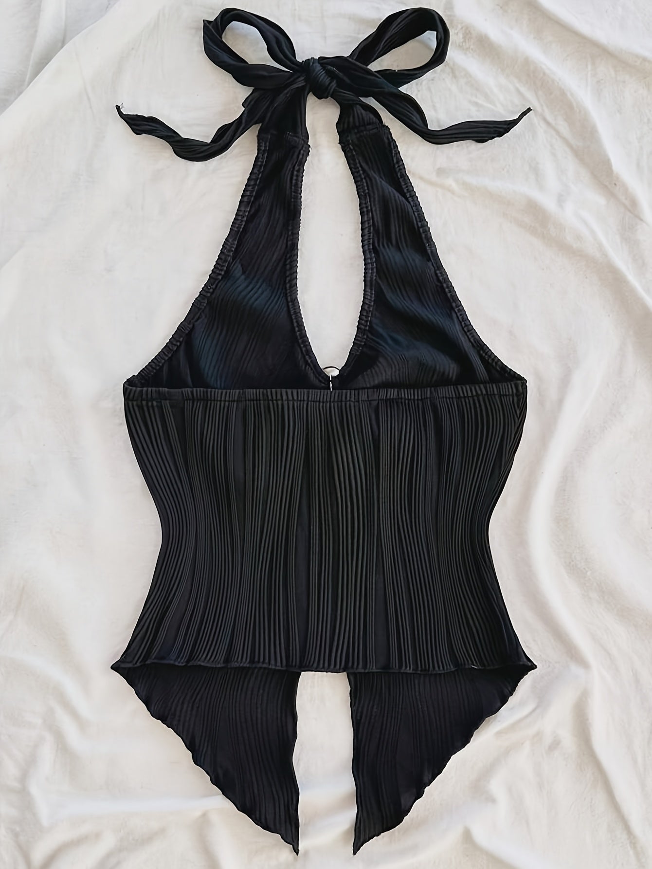 Top Femme Style Halter Élégant à Ourlet Asymétrique pour Sorties et Soirées