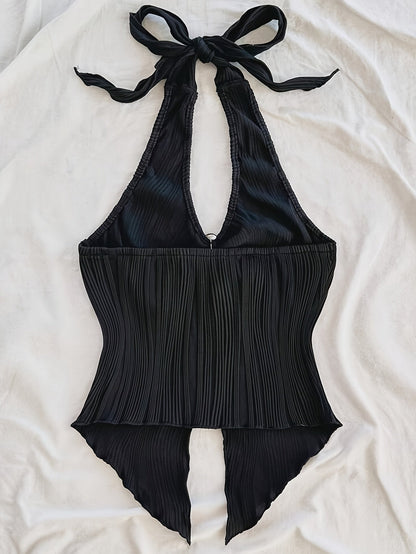 Top Femme Style Halter Élégant à Ourlet Asymétrique pour Sorties et Soirées