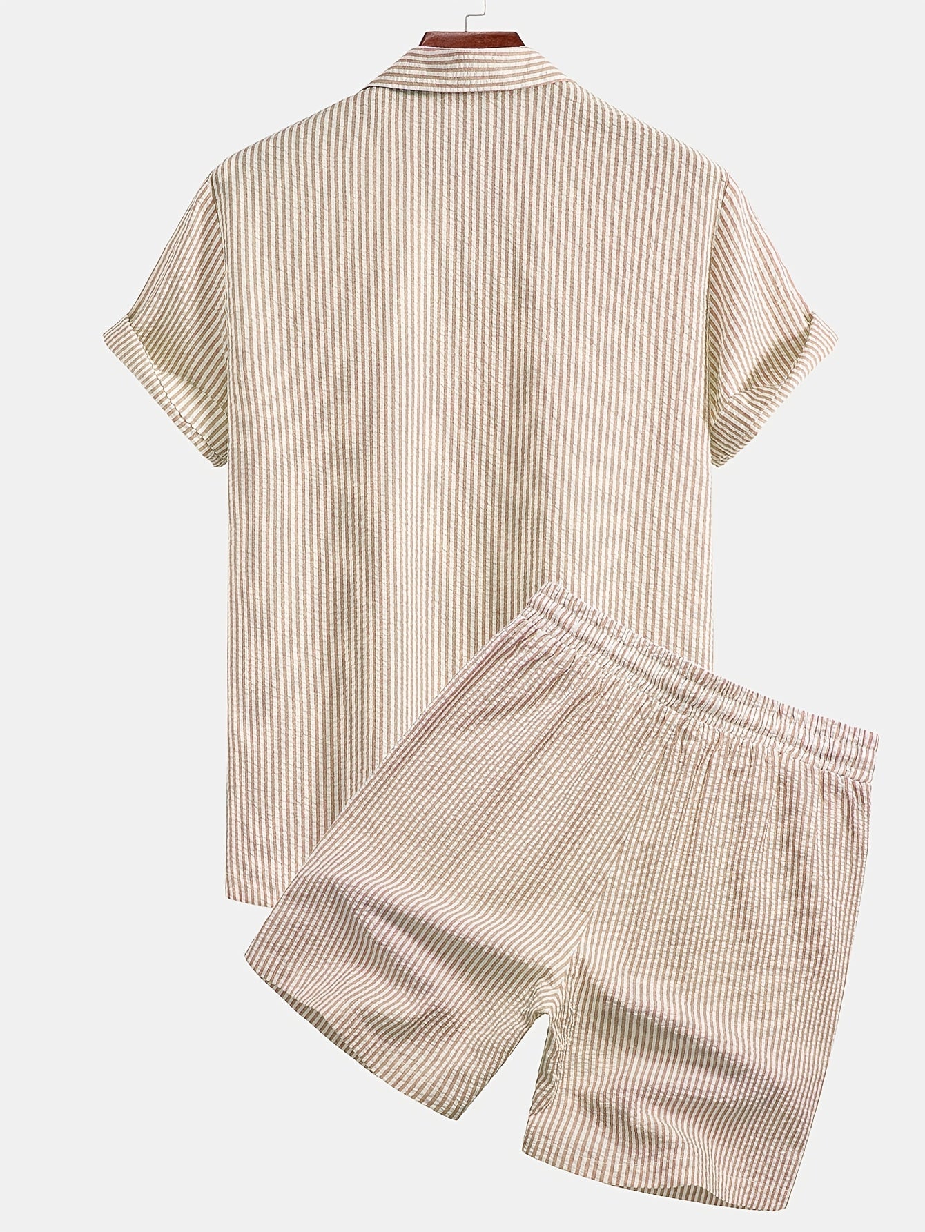 Completo casual due pezzi a righe da uomo – Stile estivo ed elegante per la spiaggia e il tempo libero