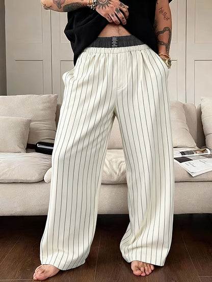 Weite Herrenhose mit Streifen im eleganten, modernen Freizeitstil