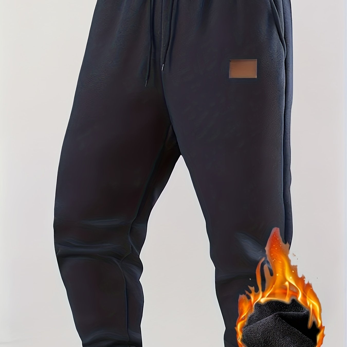 Pantalon de jogging homme doublé chaud, coupe droite, taille élastique et cordon de serrage