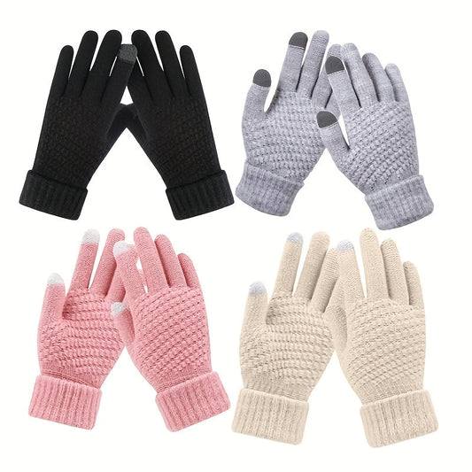 Gants tactiles tricotés pour écran d'hiver unisexe multicolores