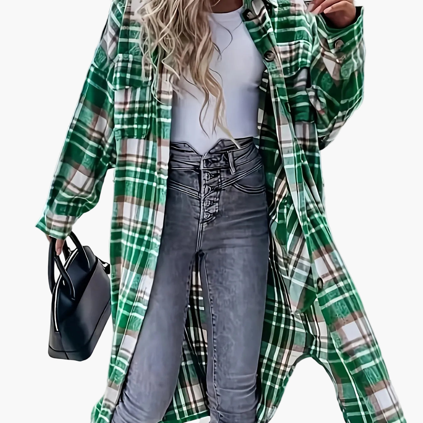 Chaqueta Camisa de Cuadros Estilo Casual para Mujer - Ideal para Media Temporada