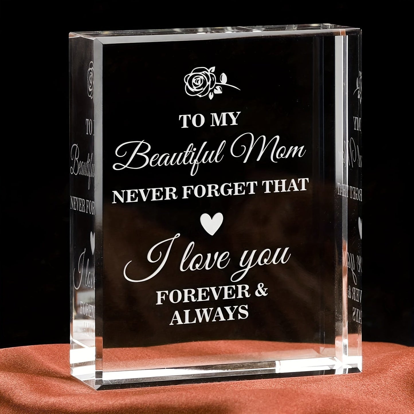 Cadeau Décoratif Émotionnel pour Femme – Plaque Gravée Message d’Amour pour Maman, Style Art Déco, Idéal Fête des Mères ou Anniversaire