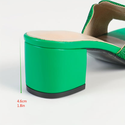 Sandales à talon bloc style élégant pour femme - Mules ouvertes bout carré, usage estival et habillé