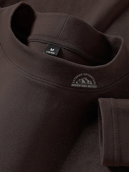 Haut à col montant doux couleur unie manches longues pour homme