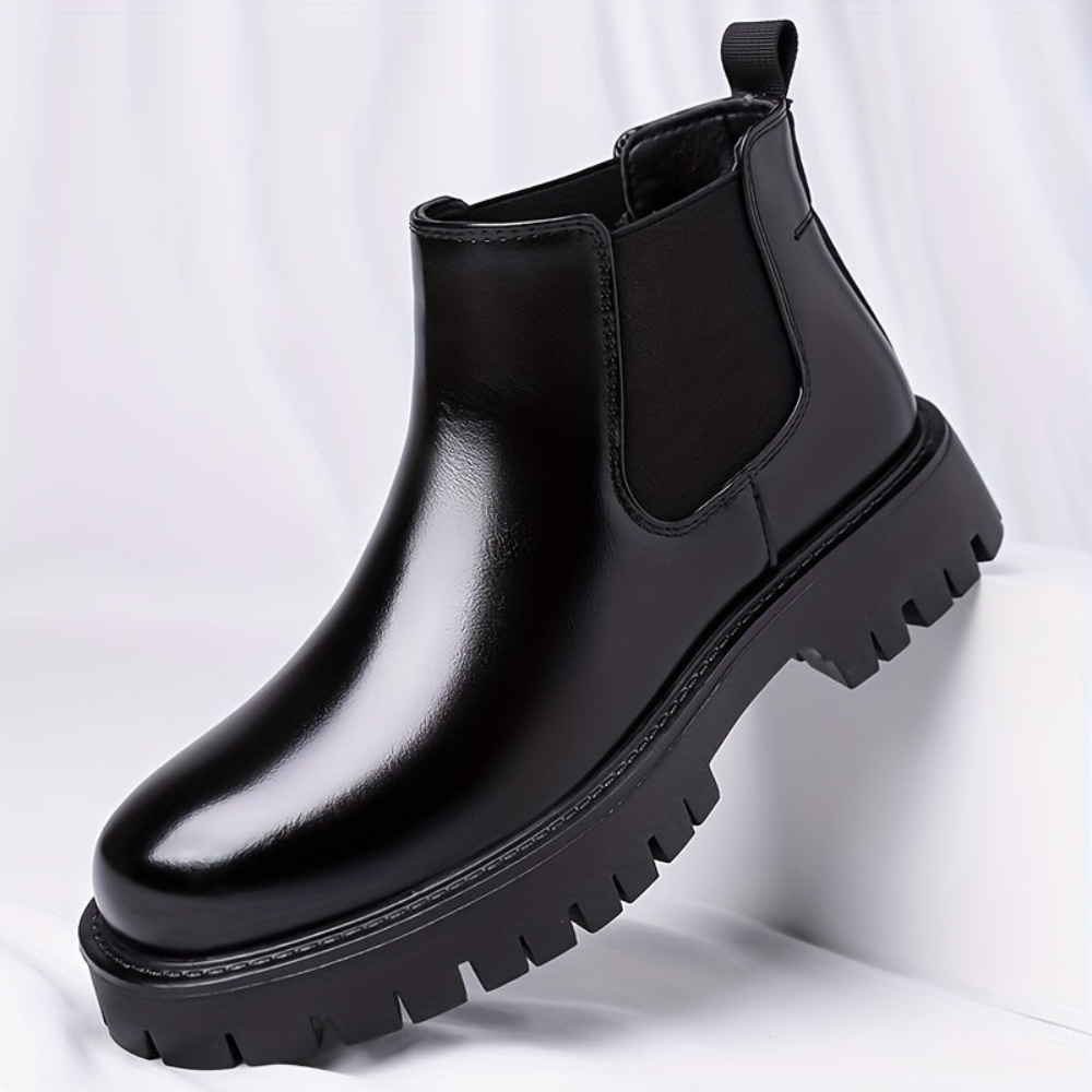 Bottes Chelsea noires à semelle crantée basses pour homme, style bottines classiques