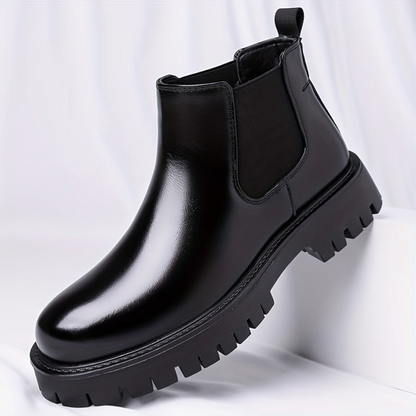 Bottes Chelsea noires à semelle crantée basses pour homme, style bottines classiques