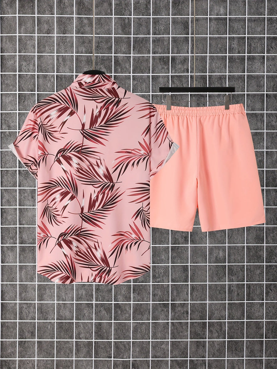 Afslappet sommeroutfit til mænd - Skjorte med palmeprint & shorts - Strand- og feriestil
