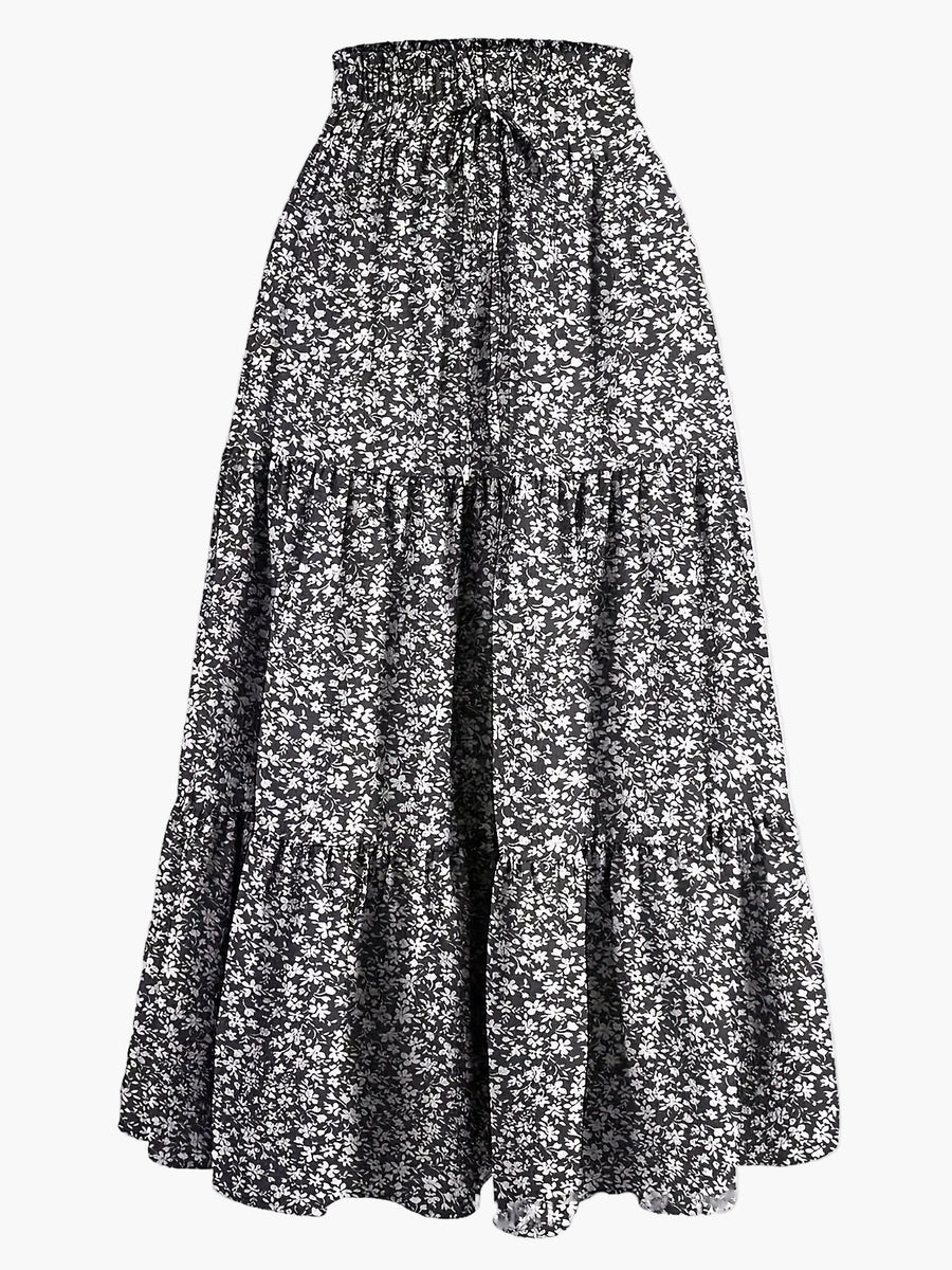 Jupe Longue Femme Élégante Taille Haute à Volants, Style Printemps Été, Idéale pour Loisirs et Sorties
