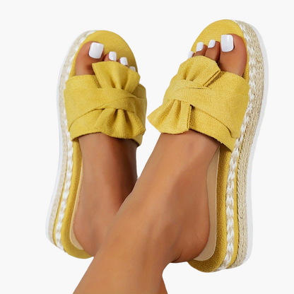 Sandales à plateforme nœud style espadrille femme confort été décontracté