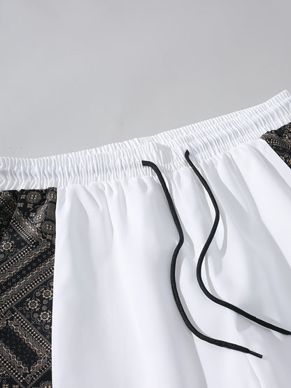 Heren shorts in stedelijke stijl met zijpanelen met grafisch patroon – Ideaal voor streetwear en vrije tijd