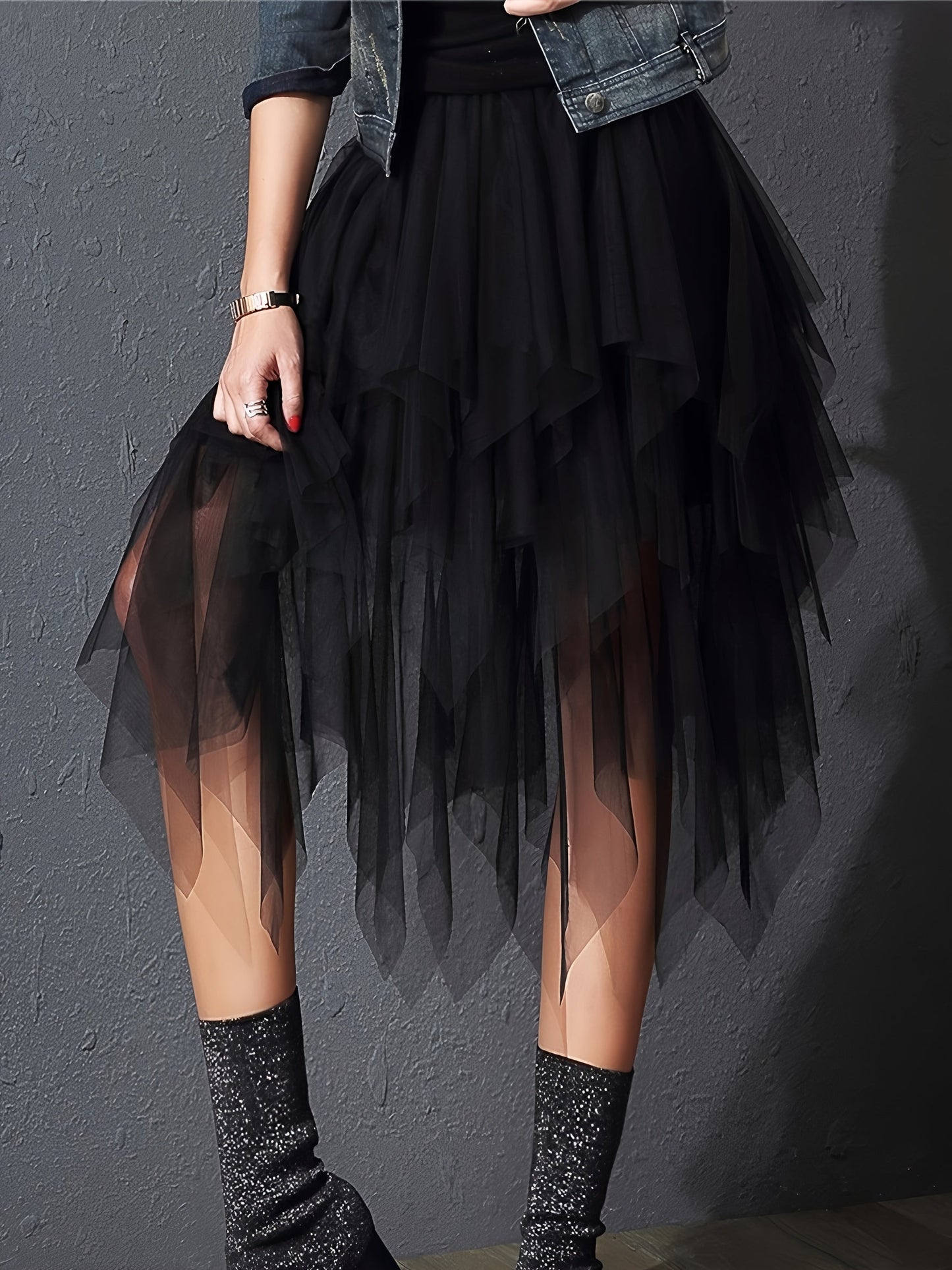 Gonna donna elegante in tulle con volant per occasioni speciali