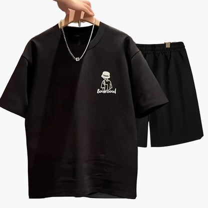 Ensemble Décontracté Homme T-shirt Imprimé et Short Style Urbain - Tenue Idéale Quotidienne