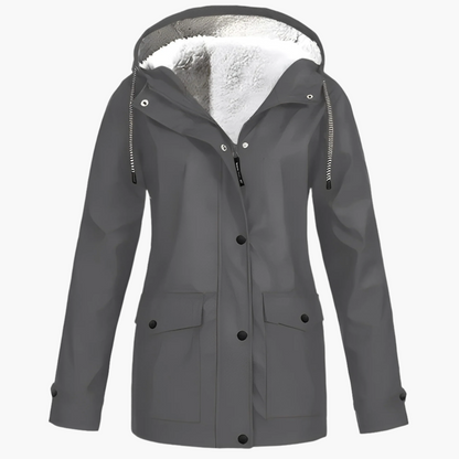Chaqueta impermeable para mujer estilo urbano forrada con polar para invierno y lluvia