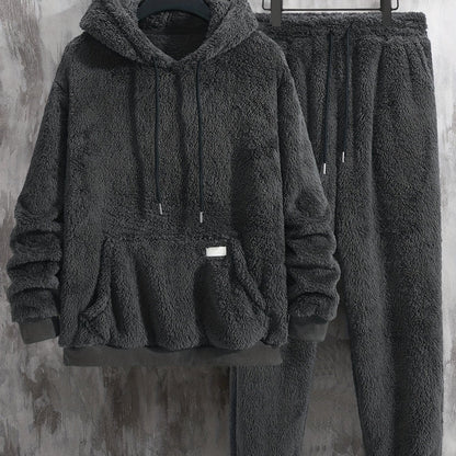 Ensemble Homme Loungewear Molleton Capuche et Pantalon Teddy Poil Long