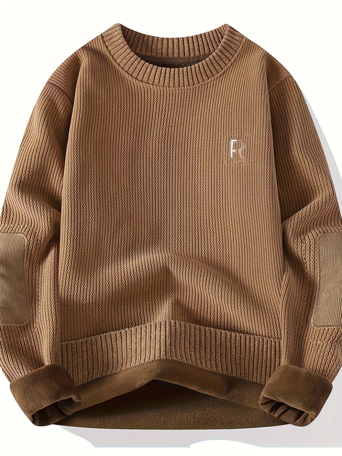 Sweat-shirt à col rond homme avec empiècements coudes côtelés