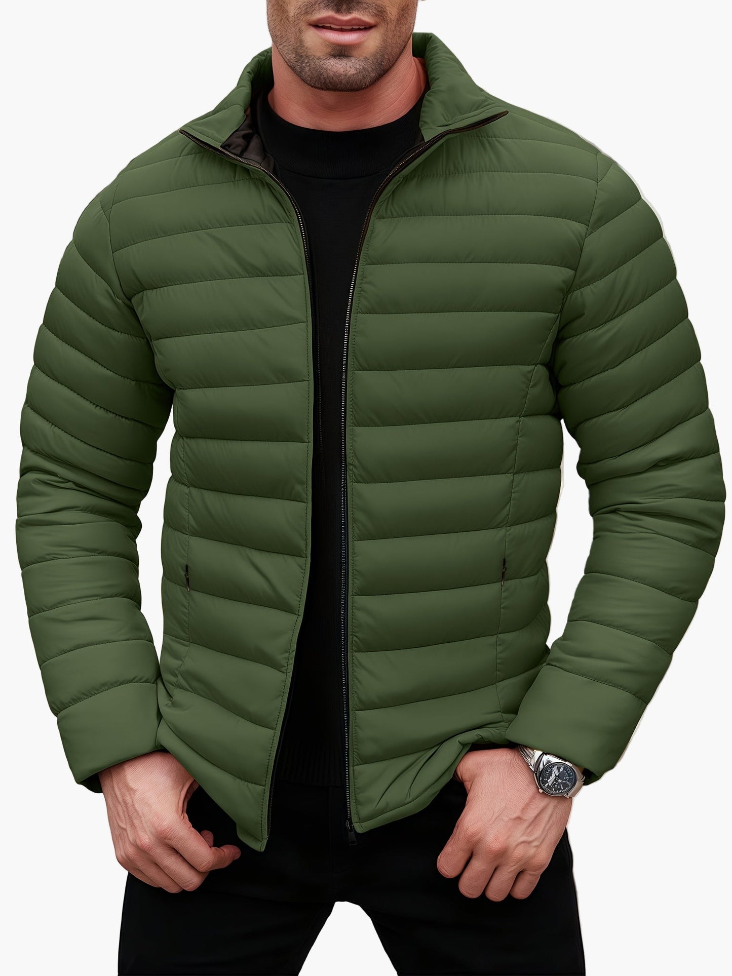 Men's quilted jacket casual style for winter and mid-season