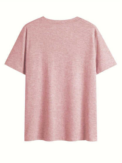 Afslappet dame-T-shirt med V-hals og boheme blomsterprint til sommeren