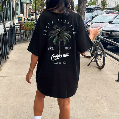 T-shirt oversize femme style californien Santa Barbara casual été