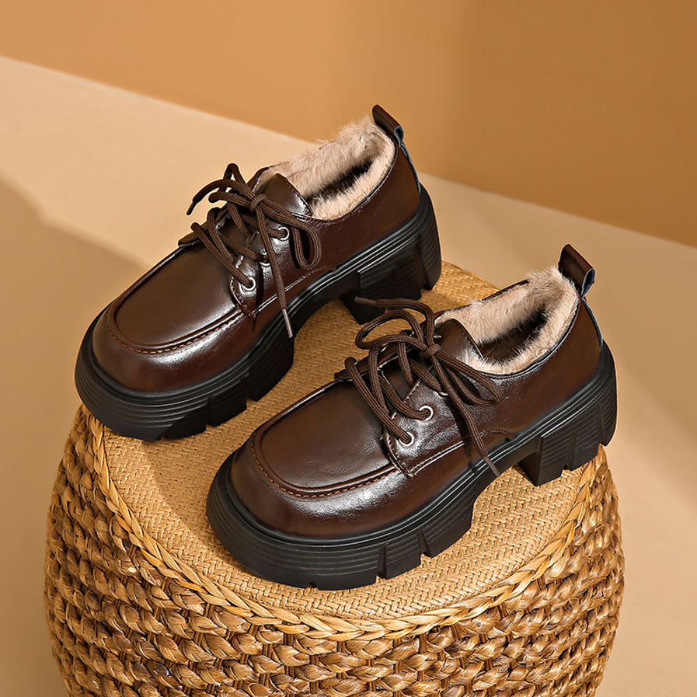 Chaussures Richelieu Plateforme Femme Fourrées Lacets Chunky