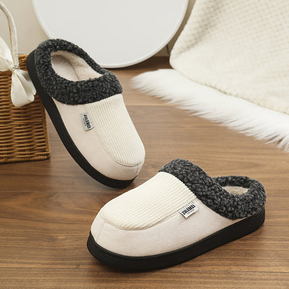 Chaussons rembourrés côtelés doublés doux pour intérieur Confortables