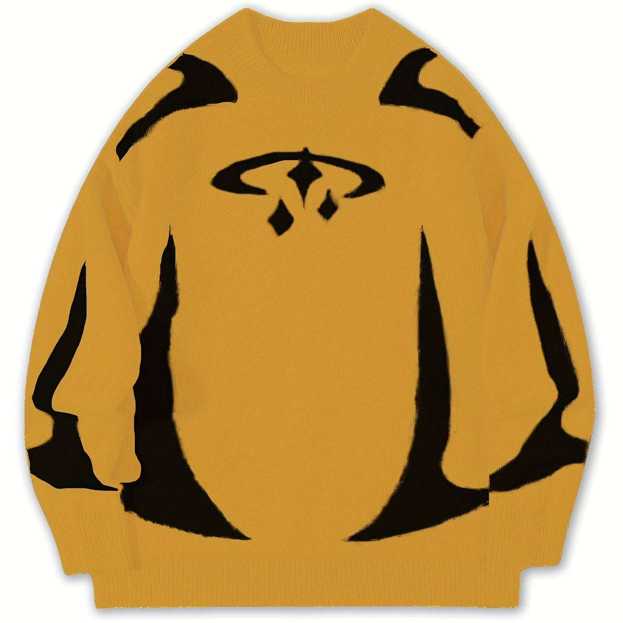 Pull en maille unisexe à motifs abstraits et col rond