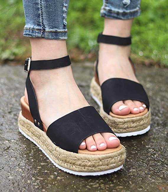 Sandales compensées à plateforme pour femme – Style espadrille moderne et confortable