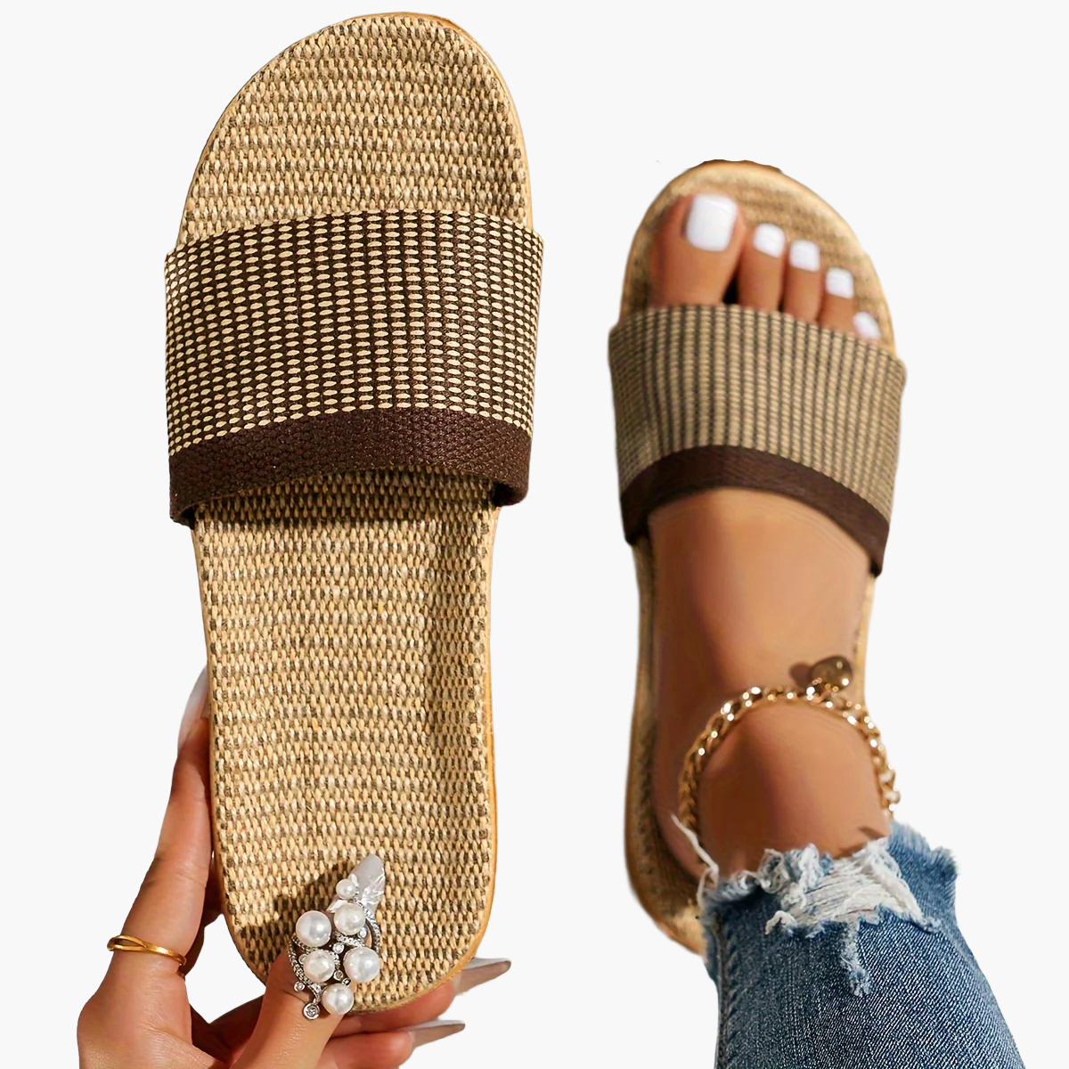 Avslappnade slip-on-sandaler för kvinnor i sommarstil