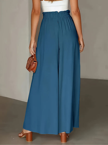 Pantalon Palazzo Large Femme Style Élégant Taille Haute avec Ceinture, Mode Décontractée et Sophistiquée