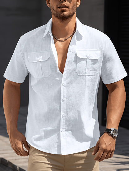 Kurzärmeliges Casual-Herrenhemd mit Taschen – ideal für Sommer und Freizeit