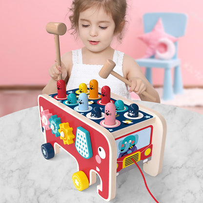 Giocattolo educativo per bambini - Gioco del martello e risveglio sensoriale elefante da tirare