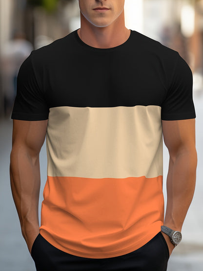 T-shirt Homme Style Décontracté à Bandes Contraste pour Usage Quotidien