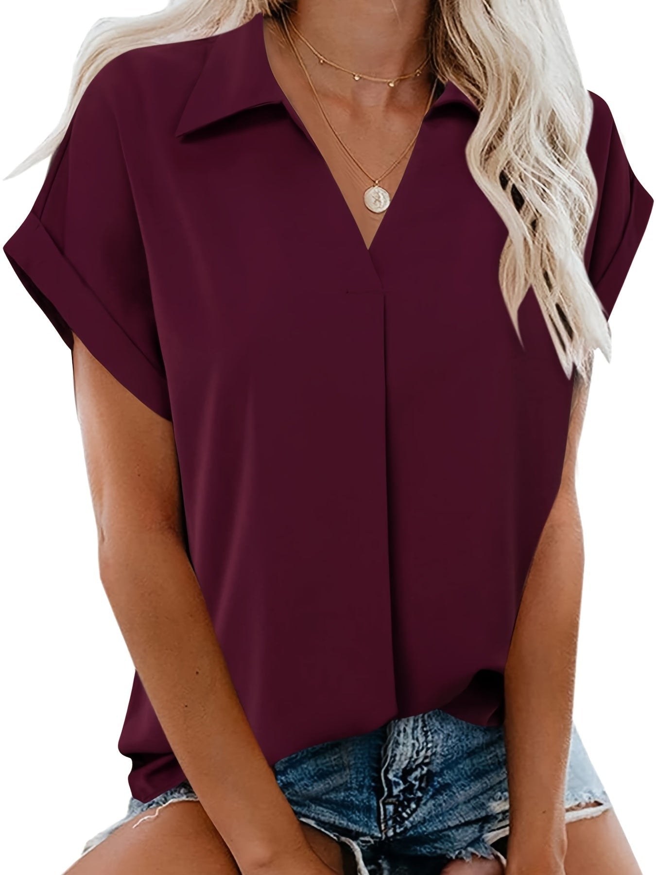 Elegante damesblouse met vleermuismouwen, casual stijl, zomer