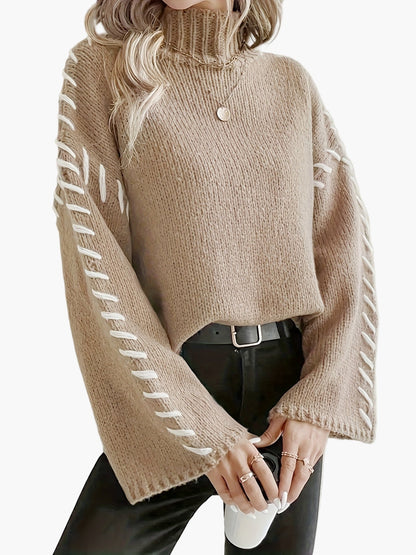 Elegancki sweter damski z golfem w stylu casual na jesień i zimę