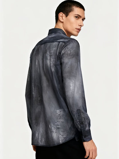 Afslappet langærmet skjorte til mænd, moderne alsidig stil, ideel til fritid og strandture
