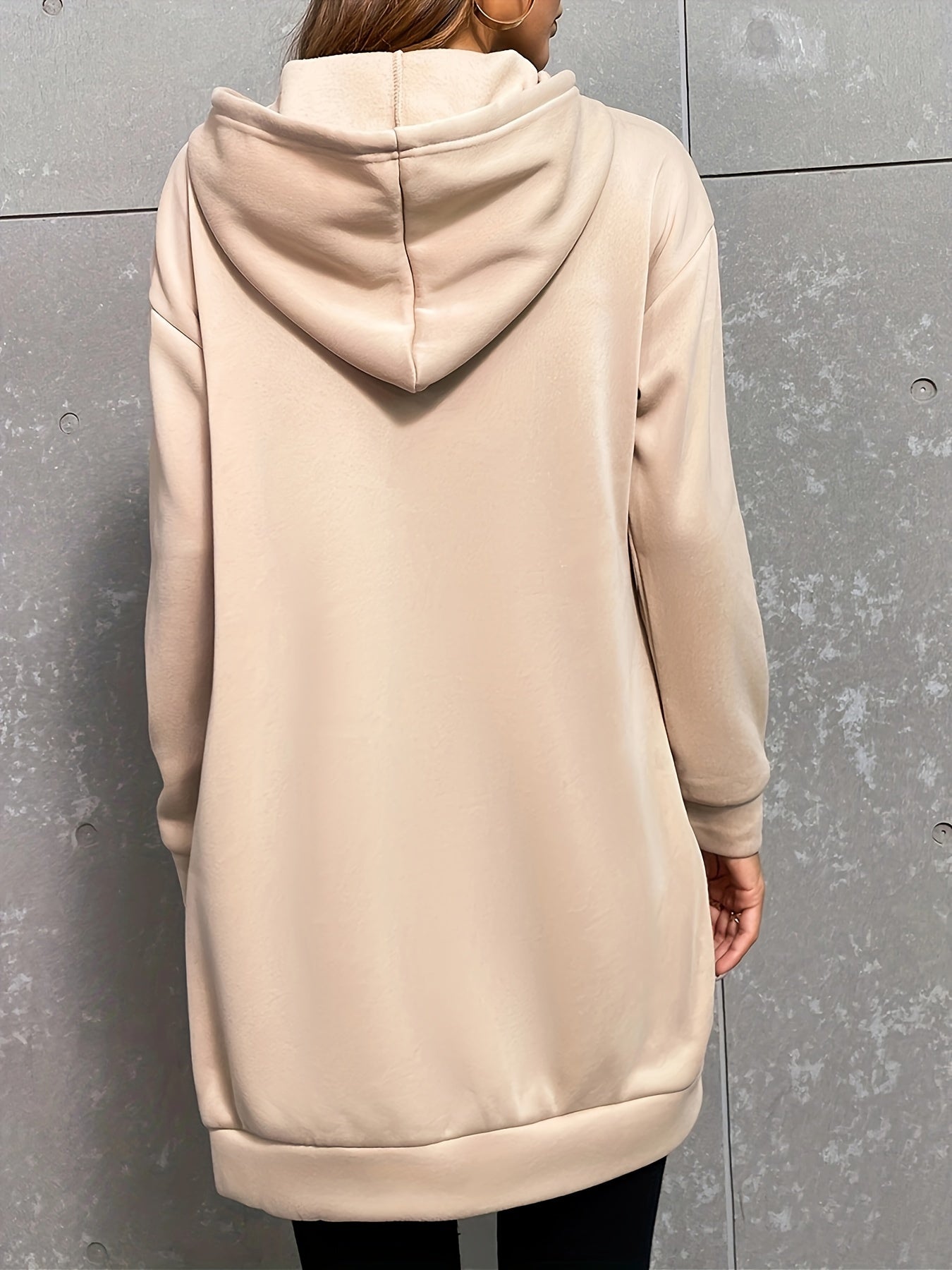 Robe Sweat à Capuche Femme Longue avec Poche Kangourou Manches Longues