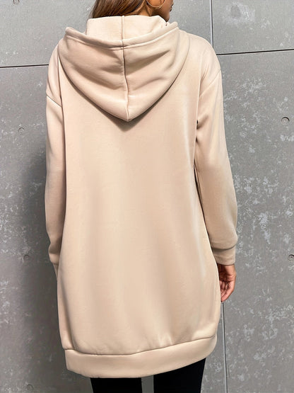 Robe Sweat à Capuche Femme Longue avec Poche Kangourou Manches Longues
