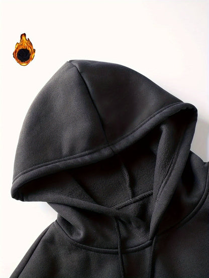 Sweat à Capuche Color Block Homme Noir Beige Marron Manches Longues Doublé Polaire