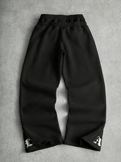 Pantalon de jogging ample brodé noir pour homme