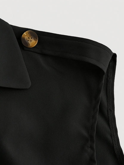 Gilet sans manches élégant ceinturé à boutons pour femme - Style chic printemps/été