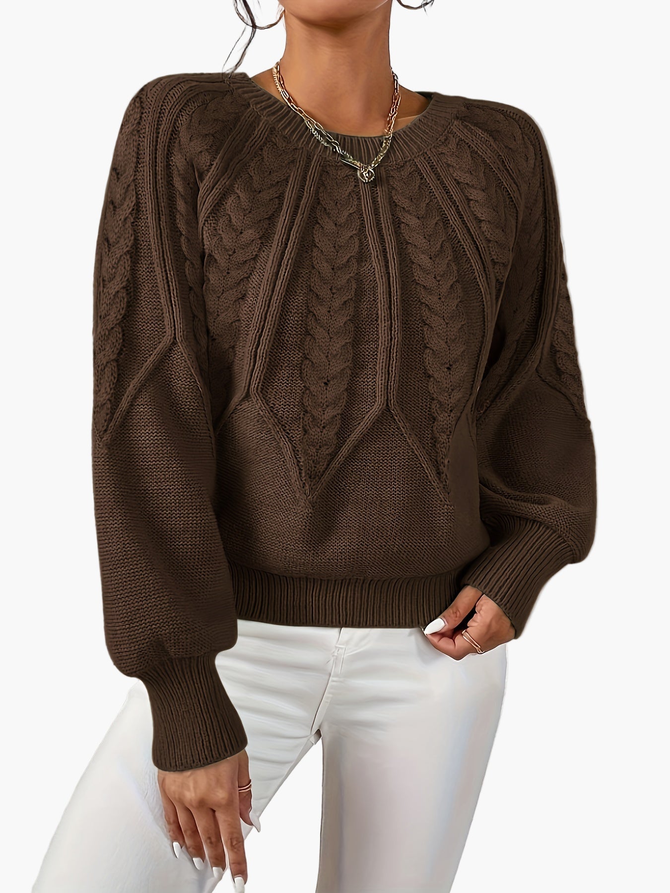 Pull Femme Style Décontracté Chic à Motif Torsadé pour Automne et Printemps