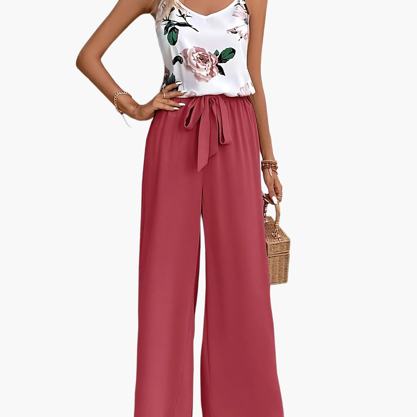 Combinaison élégante femme à imprimé floral style décontracté été