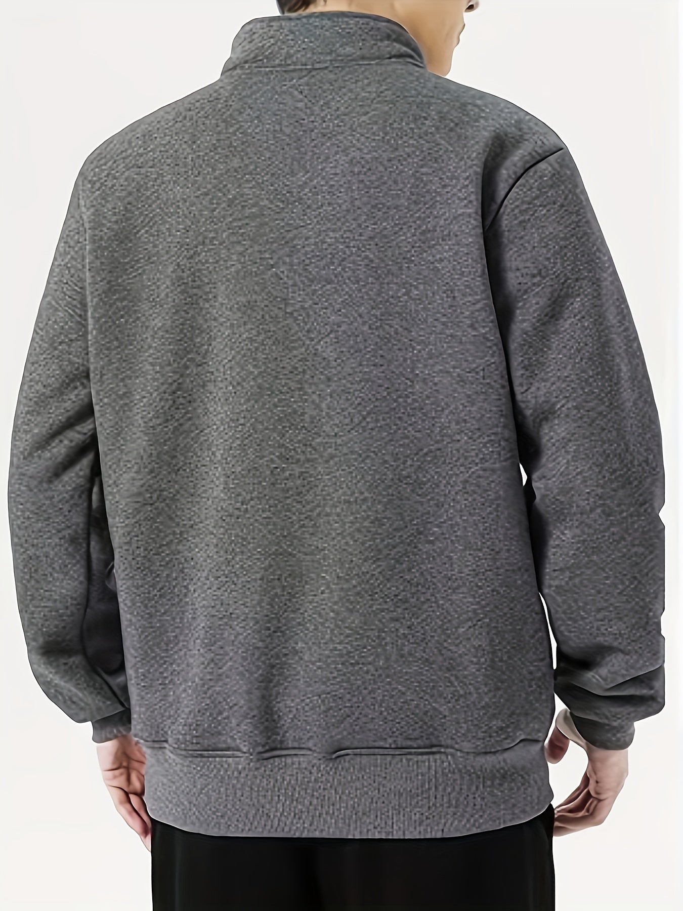 Pull Homme Gris Foncé Col Montant Zippé Doublé Chaud