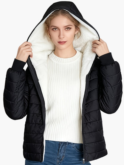 Chaqueta acolchada de invierno para mujer estilo urbano con capucha