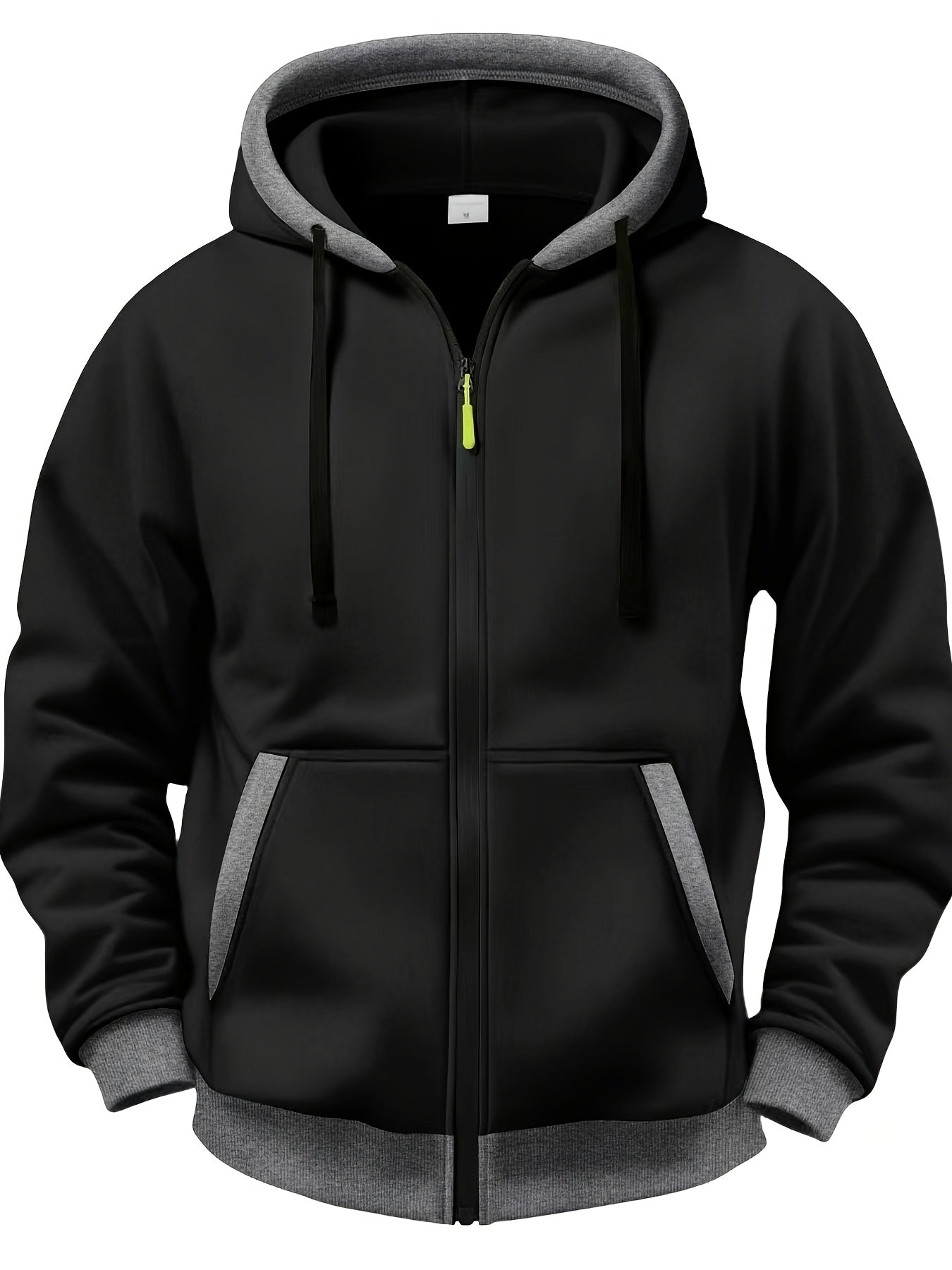 Sweat à Capuche Zippé Bicolore Homme avec Poches Kangourou et Cordon de Serrage
