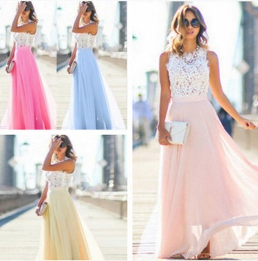 Natalie – Robe en Chiffon surlongue avec broderie