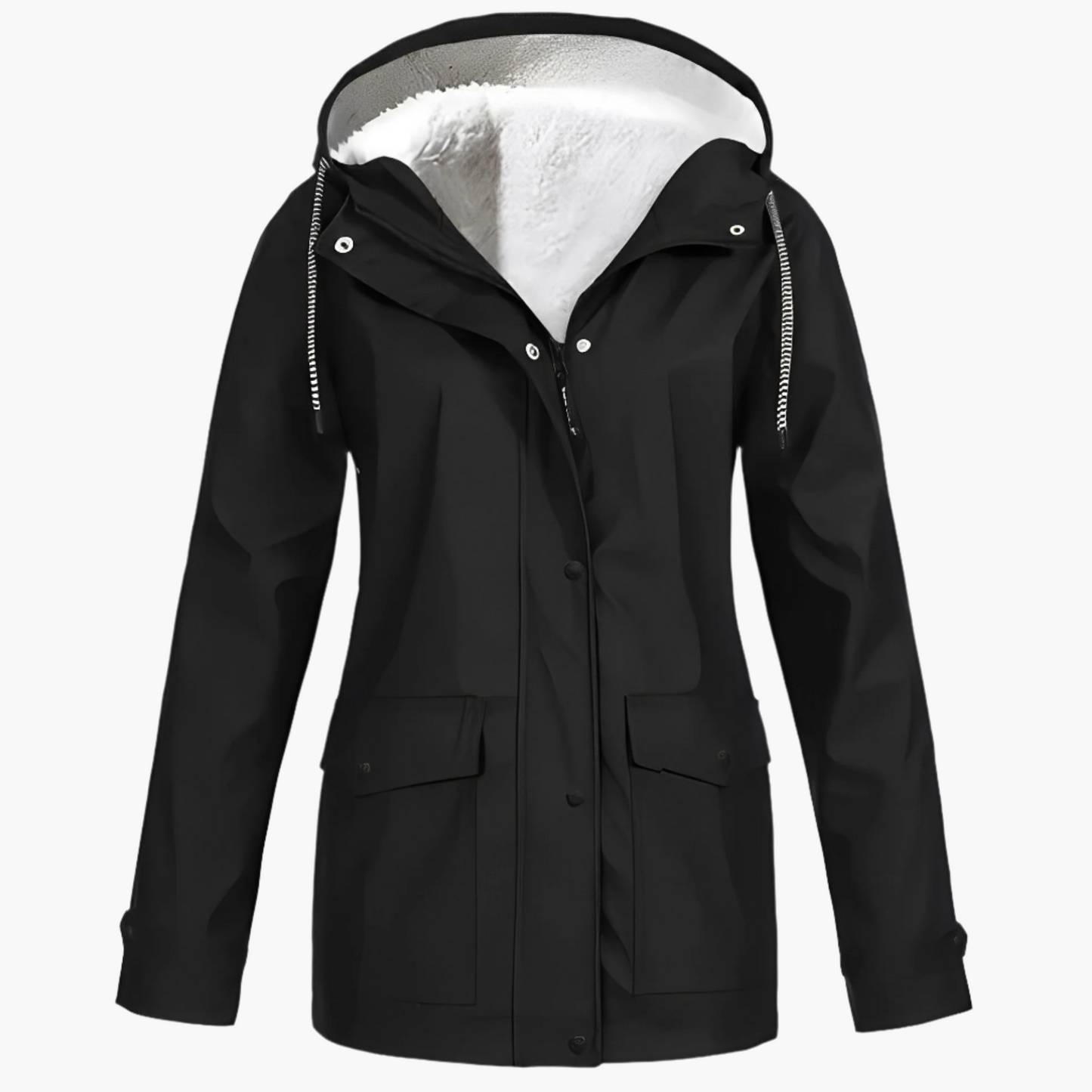Chaqueta impermeable para mujer estilo urbano forrada con polar para invierno y lluvia