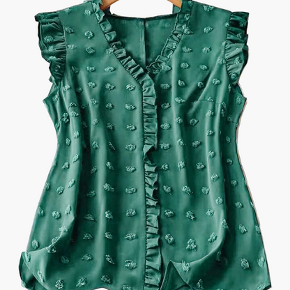 Elegant blus för kvinnor med volanger, avslappnad chic stil för vardagen