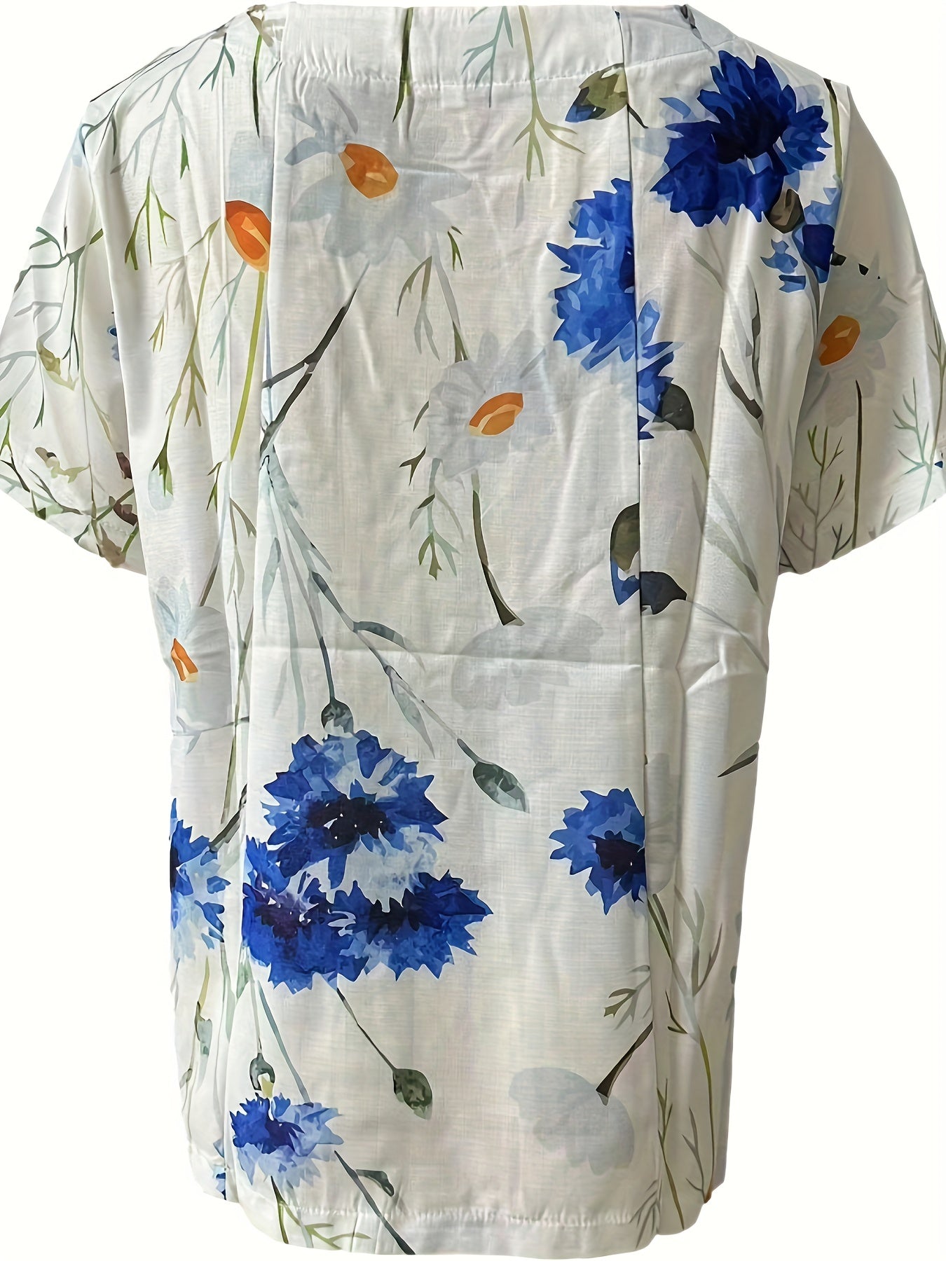 Blouse femme style vintage à fleurs imprimées avec boutons – Élégance décontractée pour l'été